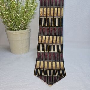 Stonehedge Cocktail Colors Geometric Tie in Black Gold Wine Nwt